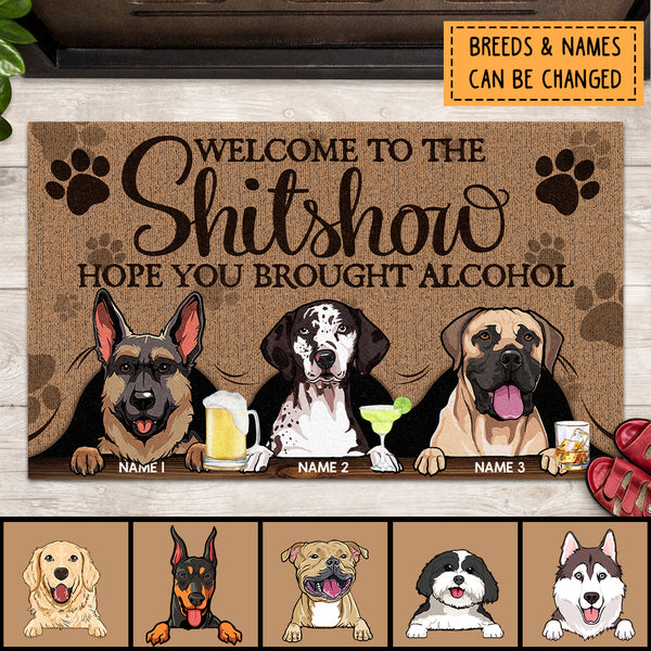 ﻿Pawzity Welcome To The Shitshow Personalized Doormat, Gifts For Dog Lovers, Brown Front Door Mat