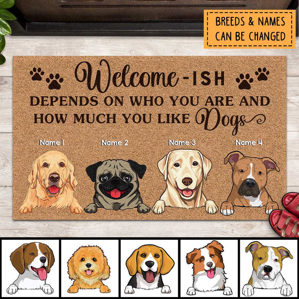 Pawzity Welcome-ish Front Door Mat, Gifts For Dog Lovers, Depends On Who You Are And How Much You Like Dogs