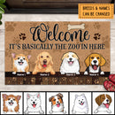 Pawzity Outdoor Door Mat, Gifts For Dog Lovers, Welcome, It's Basically The Zoo In Here Custom Doormat