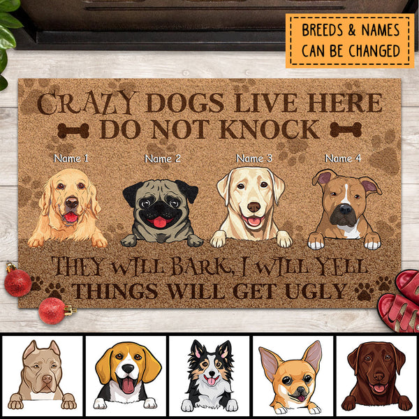 Pawzity Front Door Mat, Gifts For Dog Lovers, Dogs Will Bark I Will Yell Things Will Get Ugly Custom Doormat