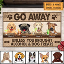 Pawzity Front Door Mat, Gifts For Dog Lovers, Go Away Unless You Brought Alcohol & Dog Treats Personalized Doormat