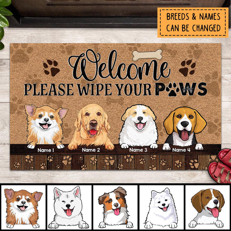 Pawzity Outdoor Door Mat, Gifts For Dog Lovers, Welcome Please Wipe Your Paws Personalized Doormat