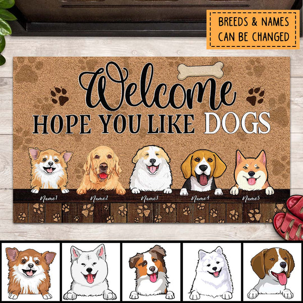 Pawzity Front Door Mat, Gifts For Dog Lovers, Welcome Hope You Like Dogs Outdoor Door Mat