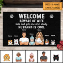 Pawzity Welcome Mat, Gifts For Pet Lovers, Beware Of Kids And Pets Are Also Shady Outdoor Door Mat