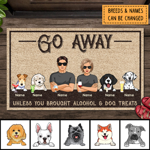 Pawzity Custom Doormat, Gifts For Dog Lovers, Go Away Unless You Brought Alcohol & Dog Treats Outdoor Door Mat