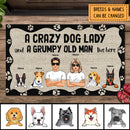 Pawzity Dog Welcome Mat, Gifts For Dog Lovers, A Crazy Dog Lady And A Grumpy Old Man Live Here Front Door Mat