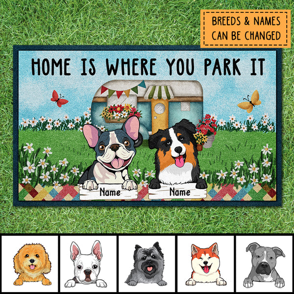 Pawzity Personalized Doormat, Gifts For Dog Lovers, Home Is Where You Park It Camping Front Door Mat