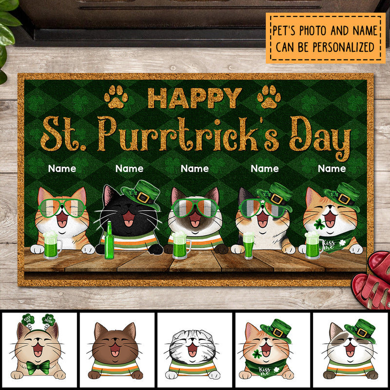 St. Patrick's Day Custom Doormat, Gifts For Cat Lovers, Happy St. Purrtrick's Day Outdoor Door Mat