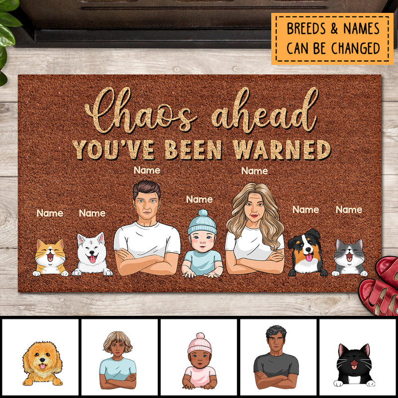 Pawzity Custom Doormat, Gifts For Pet Lovers, Chaos Ahead You've Been Warned Outdoor Door Mat