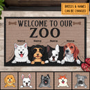 Pawzity Personalized Doormat, Gifts For Dog Lovers, Welcome To Our Zoo Dog Peeking From Curtain Front Door Mat