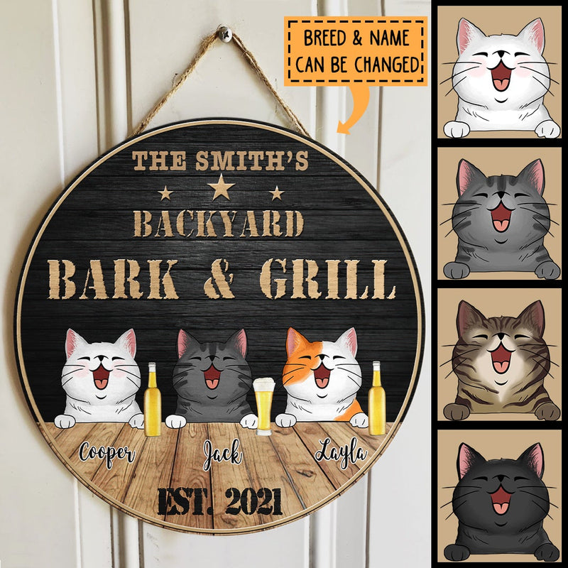 Pawzity Backyard Signs, Gifts For Cat Lovers, Custom Cat Backyard Bar & Grill Sign , Cat Mom Gifts