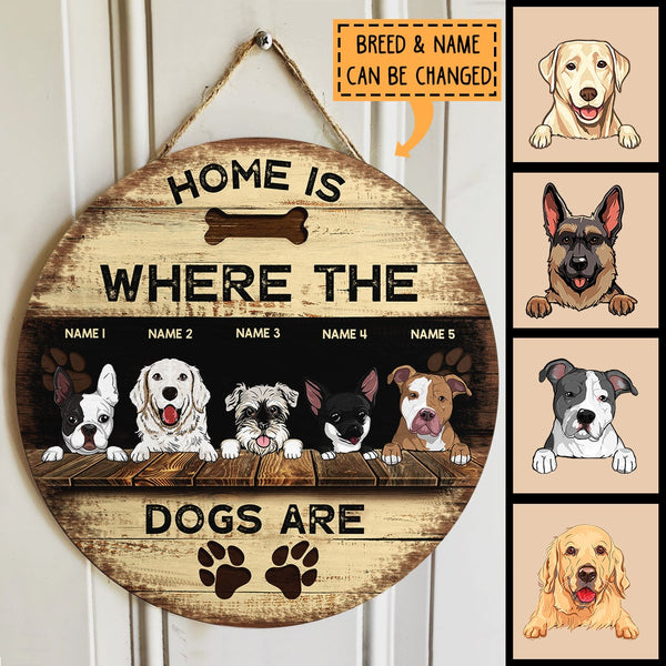 Pawzity Personalized Home Signs, Gifts For Dog Lovers, Home Is Where The Dogs Are Custom Wooden Signs , Dog Mom Gifts