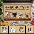 Pawzity Custom Doormat, Gifts For Dog Lovers, Go Away Unless You Brought Alcohol And Dog Treats Beige Outdoor Door Mat