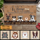 Pawzity Welcome To Our Home Personalized Doormat, Gifts For Pet Lovers, Brown Front Door Mat