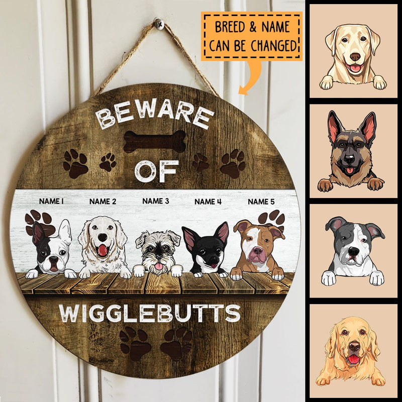 Pawzity Beware Of Wigglebutts Custom Signs Wood, Gifts For Dog Lovers, Funny Warning Signs , Dog Mom Gifts