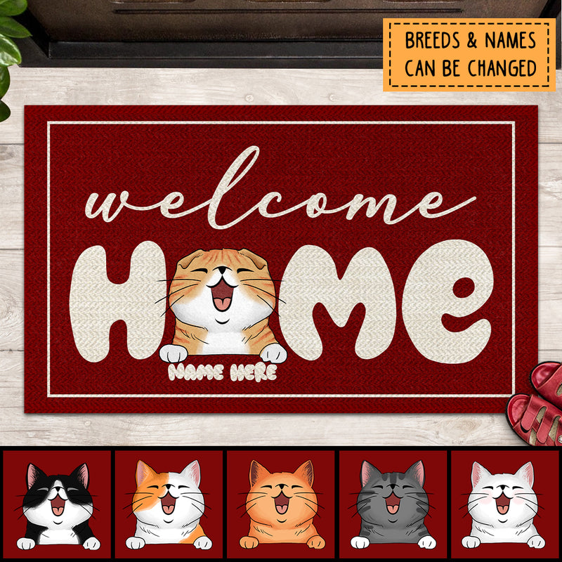 Pawzity Personalized Doormat, Gifts For Cat Lovers, Welcome Home Red Outdoor Door Mat