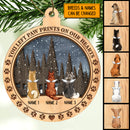 You Left Paw Prints On Our Hearts Memorial Ball Shaped Wooden Ornament - Personalized Angel Dog Christmas Ornament