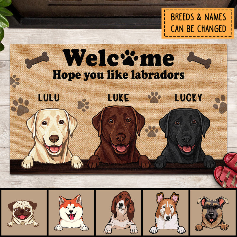 Pawzity Personalized Doormat, Gifts For Dog Lovers, Welcome Hope You Like Us Front Door Mat