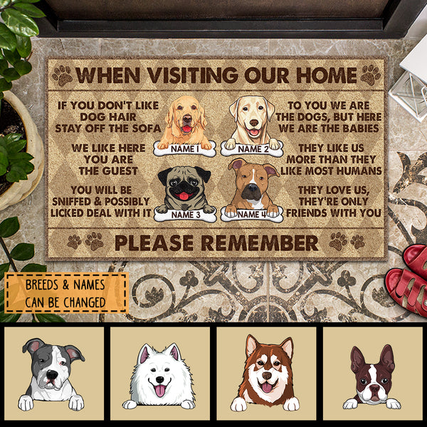 Pawzity Custom Doormat, Gifts For Dog Lovers, When Visiting Our Home Please Remember Front Door Mat