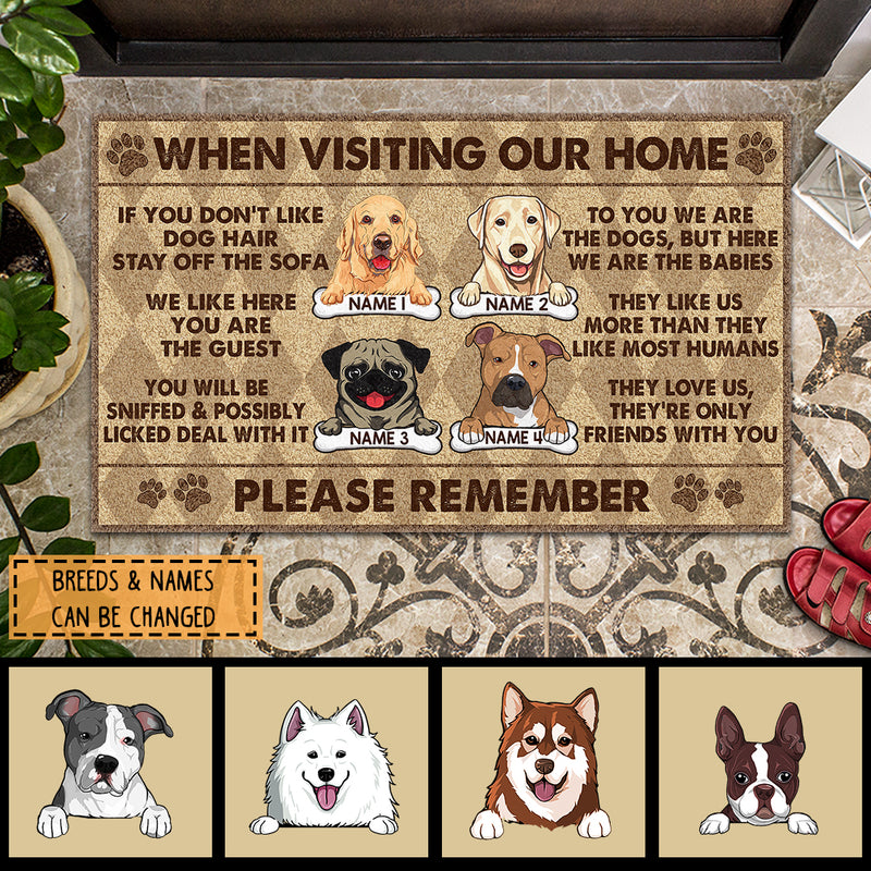 Pawzity Custom Doormat, Gifts For Dog Lovers, When Visiting Our Home Please Remember Front Door Mat