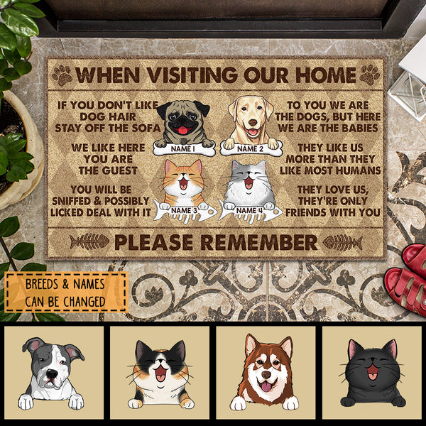 Pawzity Custom Doormat, Gifts For Pet Lovers, When Visiting Our Home Please Remember Front Door Mat