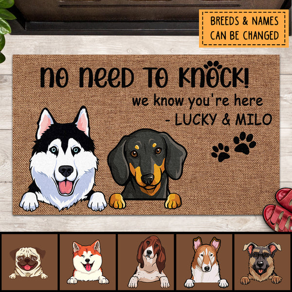 Pawzity No Need To Knock Custom Doormat, Gifts For Cat Lovers, We Know You Are Here From The Dogs Outdoor Door Mat