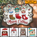 Meowy Catmas Old White Wooden Ornate Shaped Wooden Ornament - Personalized Cat Lovers Decorative Christmas Ornament