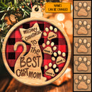 Meowy Christmas To The Best Cat Mom Ball Shaped Wooden Ornament - Personalized Cat Lovers Decorative Christmas Ornament