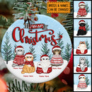 Merry Christmas - Cats Standing On Snow - Personalized Cat Christmas Ornament