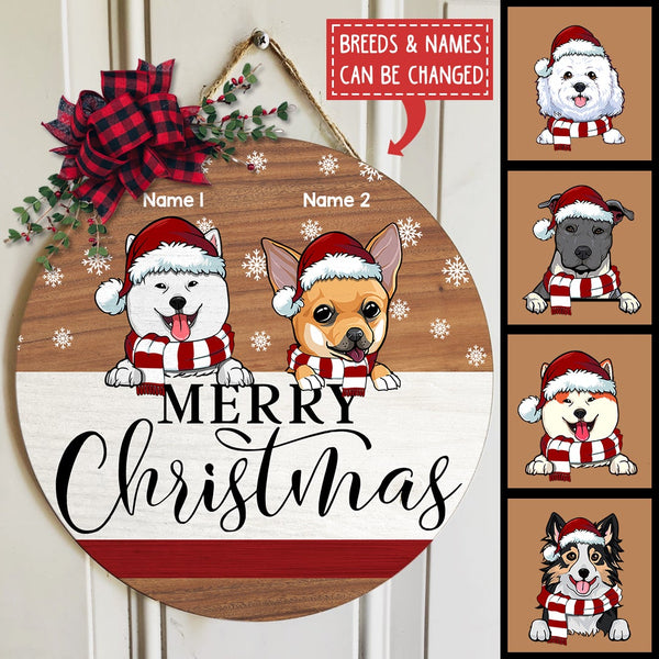 Christmas Door Decorations, Gifts For Dog Lovers, Merry Christmas Pale Wooden Custom Wooden Signs , Dog Mom Gifts