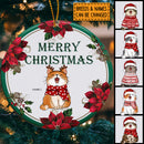 Merry Christmas - Red Flowers Around - Personalized Cat Christmas Ornament