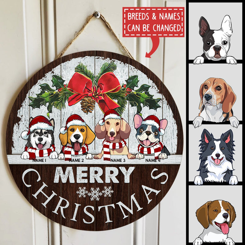 Christmas Door Decorations, Gifts For Dog Lovers, Merry Christmas White Wood Wall Welcome Door Signs , Dog Mom Gifts