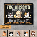 Pawzity Metal Backyard Bar Signs, Gifts For Pet Lovers, Beer Cocktails Shot Every Hour Is Happy Our Welcome Signs