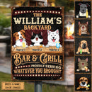 Pawzity Metal Backyard Bar & Grill Sign, Gifts For Pet Lovers, Proudly Serving Whatever You Brought Retro Signs