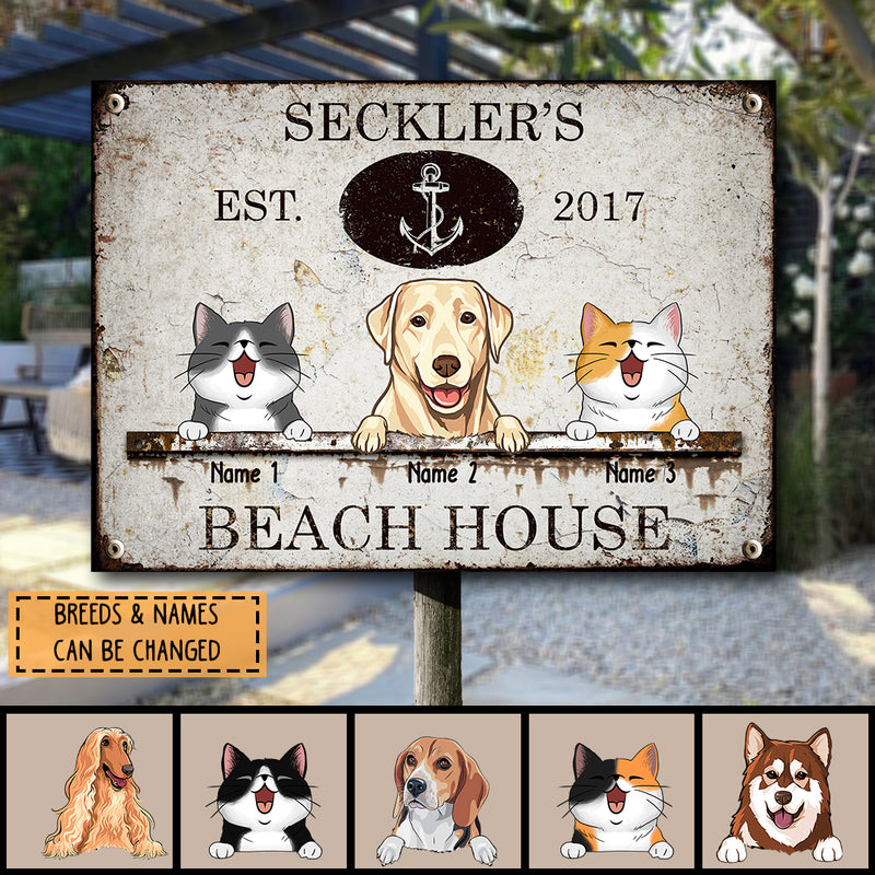 Pawzity Metal Beach House Sign, Gifts For Pet Lovers, Anchor Vintage Signs, Personalized Housewarming Gifts