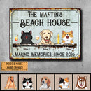 Pawzity Metal Beach House Sign, Gifts For Pet Lovers, Making Memories With Dog & Cat Vintage Signs