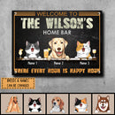 Pawzity Metal Home Bar Signs, Gifts For Pet Lovers, Where Every Hour Is Happy Our Welcome Signs