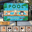 Pawzity Metal Pool Bar & Grill Sign, Gifts For Pet Lovers, Good Food Good Friends Good Times Dog & Cat In A Pool
