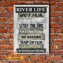 Pawzity Metal River Sign, River Life Wake Up Smiling Soak Up The Sun Sit By The Fire, Personalized Housewarming Gifts