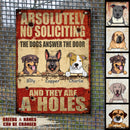 Pawzity Metal Yard Sign, Gifts For Dog Lovers, Absolutely No Soliciting The Dogs Answer The Door Funny Warning Signs
