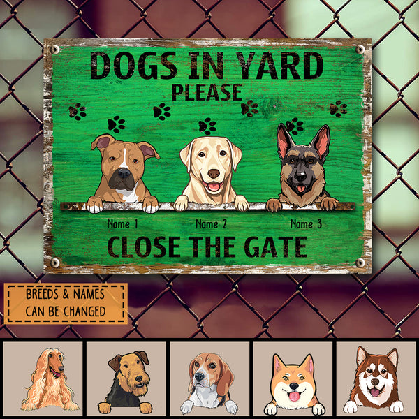 Pawzity Metal Yard Sign, Gifts For Dog Lovers, Dogs In Yard Please Close The Gate Funny Warning Signs