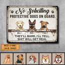 Pawzity Metal Yard Sign, Gifts For Dog Lovers, No Soliciting Protective Dogs On Guard They'll Bark Vintage Signs