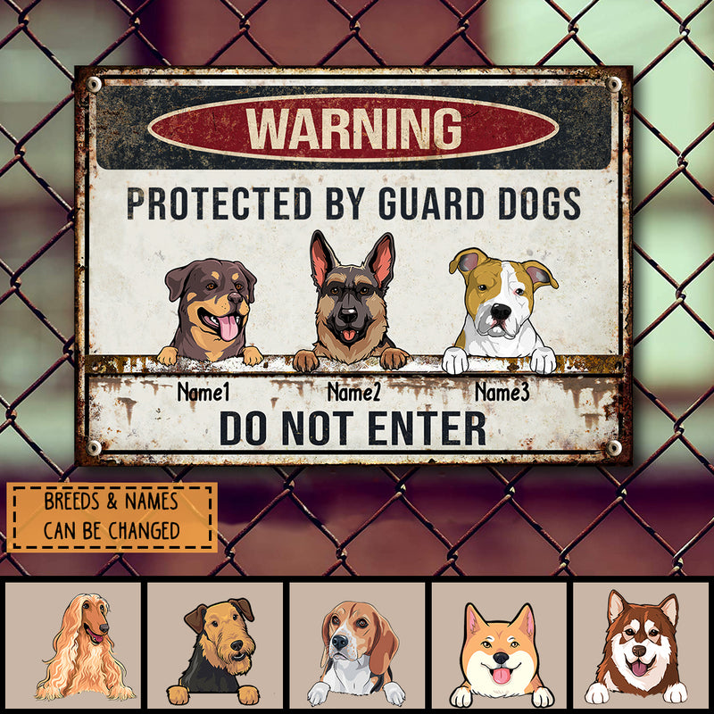 Pawzity Metal Yard Sign, Gifts For Dog Lovers, Protected By Guard Dogs Do Not Enter Funny Warning Signs