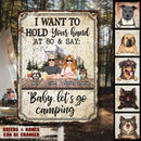 Pawzity Metal Yard Sign, Gifts For Pet Lovers, I Want To Hold Your Hand At 80 & Say Baby Let's Go Camping Vintage Signs
