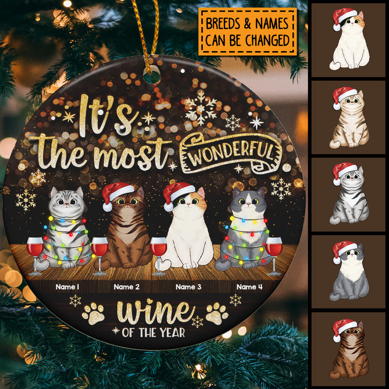 It's The Most Wonderful Wine Of The Year - Christmas Light Night - Personalized Cat Christmas Ornament