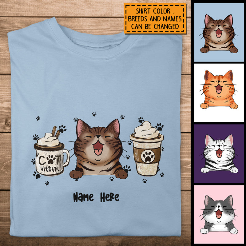 Mother's Day Personalized Cat Breed T-shirt, Gifts For Cat Moms, Ice Cream Or Coffee Cat Choice T-shirt