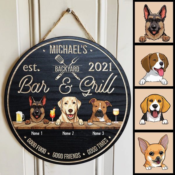 Pawzity Backyard Signs, Gifts For Dog Lovers, Backyard Bar & Grill Good Food Good Friends Good Times Custom Wooden Signs , Dog Mom Gifts