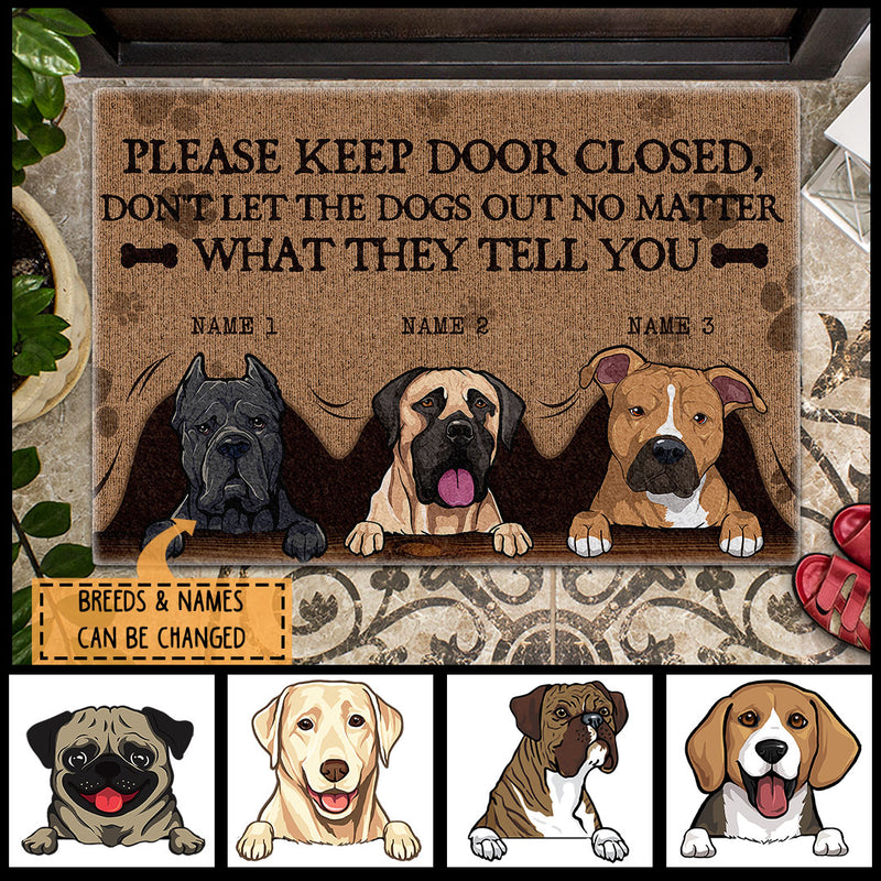 Pawzity Front Door Mat, Gifts For Dog Lovers, Please Keep Door Closet Dog Peeking From Curtain Custom Doormat