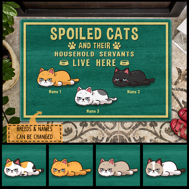 Pawzity Personalized Doormat, Gifts For Cat Lovers, Spoiled Cats And Their Household Servants Live Here
