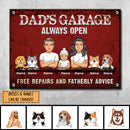 Pawzity Welcome Metal Garage Sign, Gifts For Pet Lovers, Dad's Garage Always Open Free Repairs Colorful Style